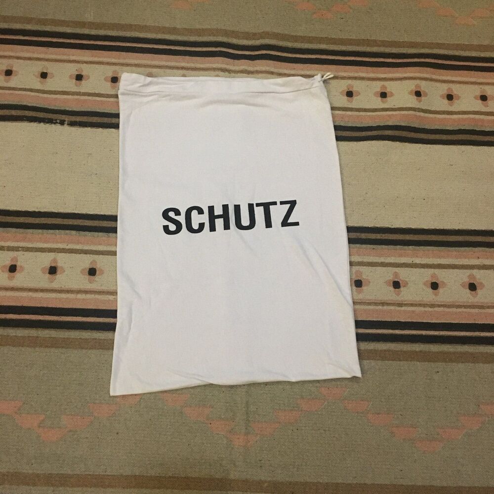 Schutz black lettering soft White Tshirt material Dust bag garment 18 x 12 new
